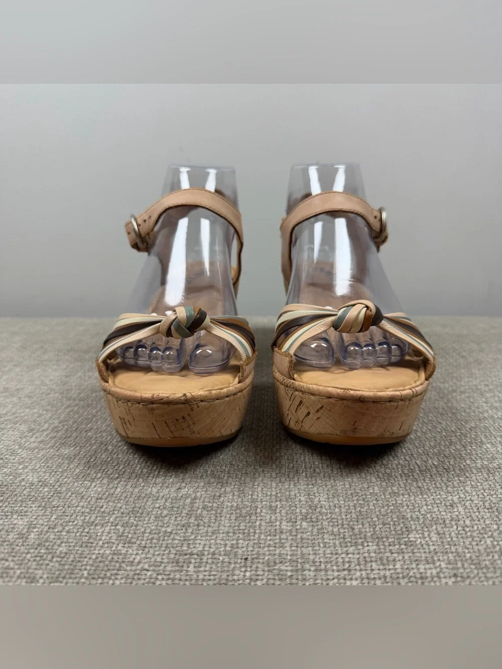 Born Cork Platform Leather Twist Strap Comfort Wedge Sandals Size 8 D58141 Boho